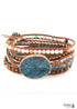 Boho Bracelet, RH 5 Layers Leather Wrap Bracelet, Natural Stones, Blue Ocean